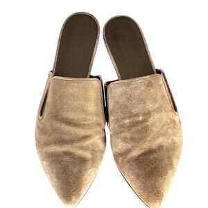 JENNI KAYNE Suede Mules Italian 38 (US 7.5-8) Taupe/Beige GUC Quiet Luxury Shoes